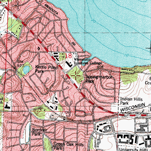 Topographic Map of Spring Harbor Park, WI
