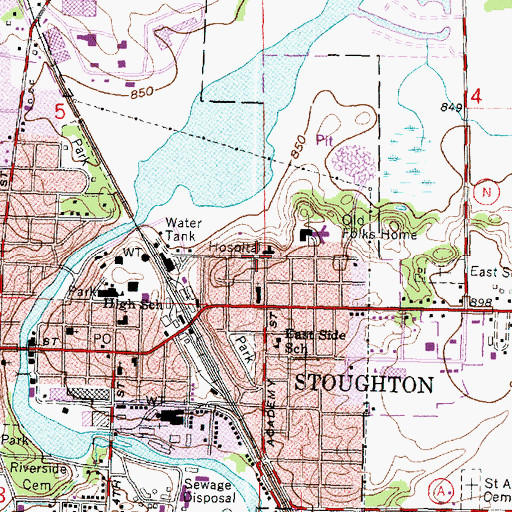 Topographic Map of Stoughton Hospital, WI