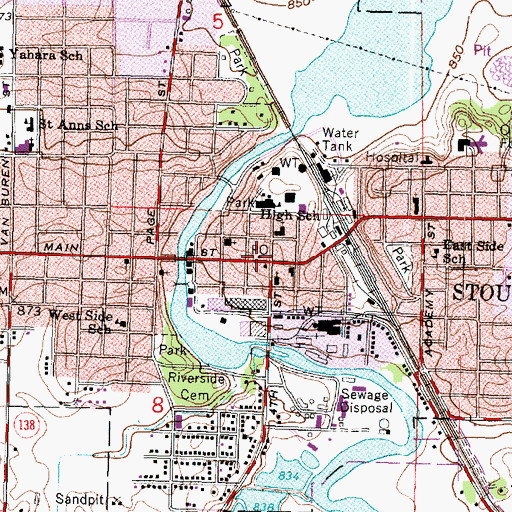 Topographic Map of Stoughton Post Office, WI