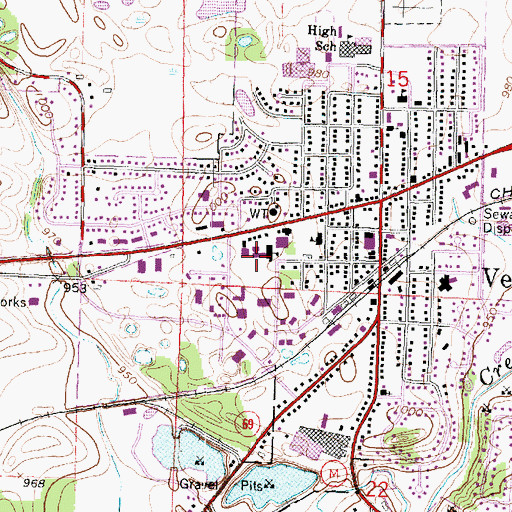 Topographic Map of Sugar Creek Elementary School, WI