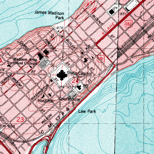 Topographic Map of Suhr Building, WI