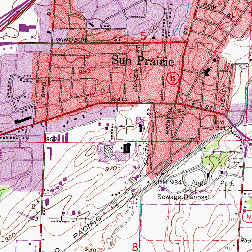 Topographic Map of Prairie Phoenix Academy, WI