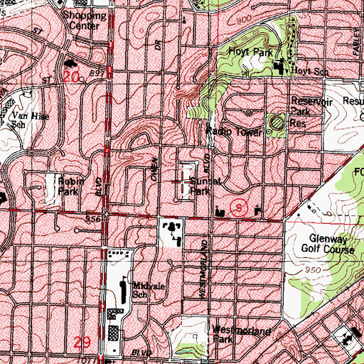 Topographic Map of Sunset Park, WI