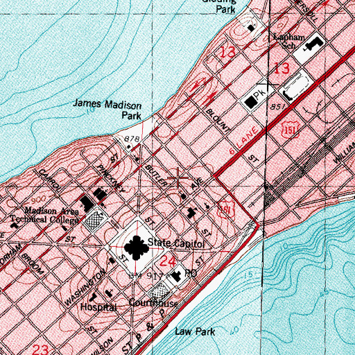 Topographic Map of Swedish Lutheran Gloria Dei Church (historical), WI