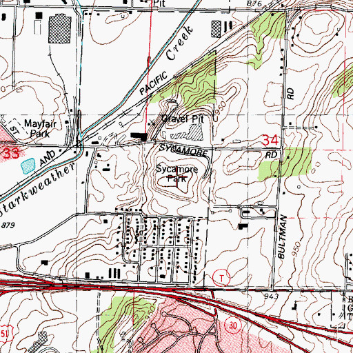 Topographic Map of Sycamore Park, WI