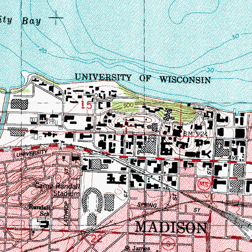 Topographic Map of Taylor Hall, WI
