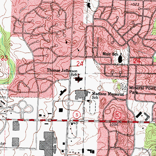 Topographic Map of Jefferson Middle School, WI