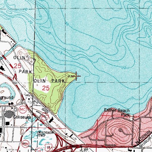 Topographic Map of Turvilles Point, WI