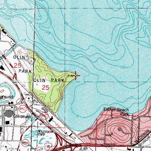 Topographic Map of Turvilles Point, WI