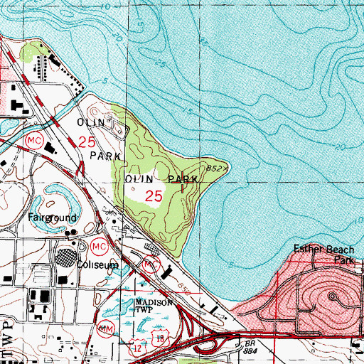 Topographic Map of Truvilles Woods, WI