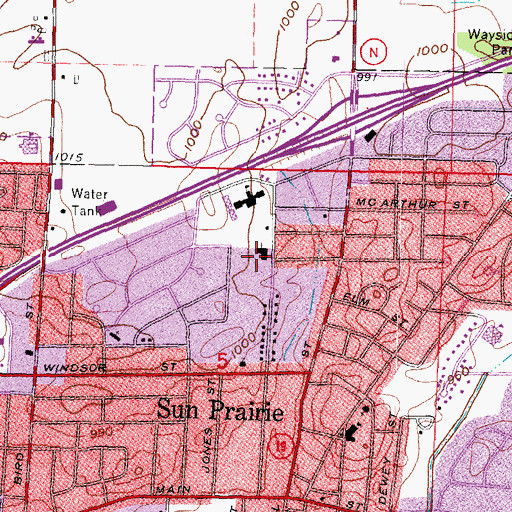 Topographic Map of United Methodist Church of Sun Prairie, WI