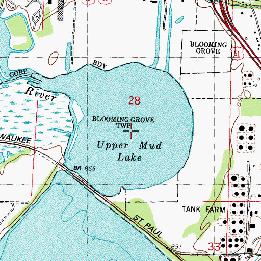 Topographic Map of Upper Mud Lake, WI