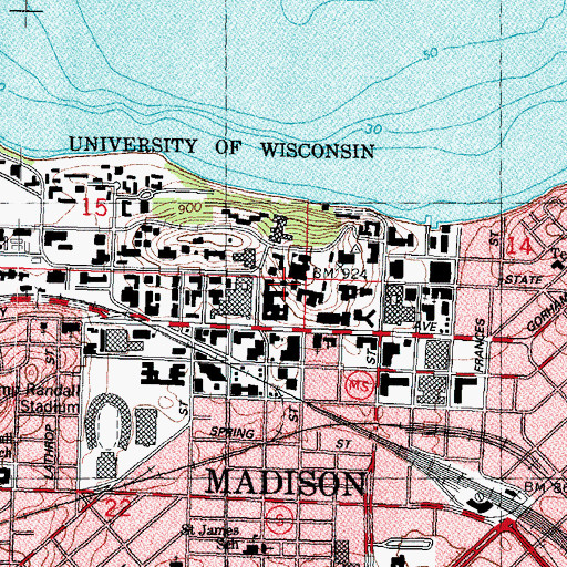 Topographic Map of Van Vleck Hall, WI