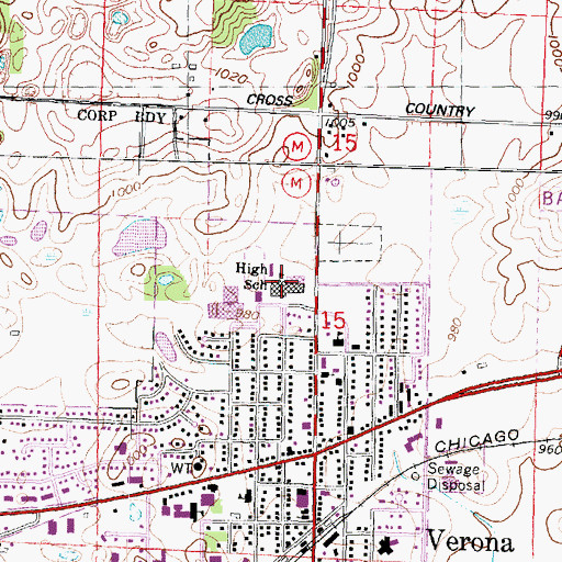Topographic Map of Verona Area Middle School, WI