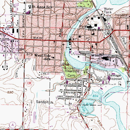 Topographic Map of Veterans Park, WI