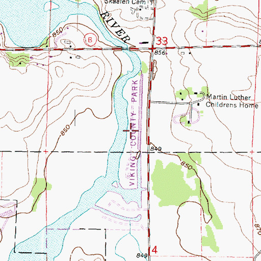 Topographic Map of Viking County Park, WI