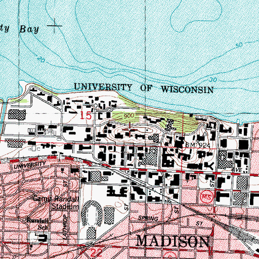 Topographic Map of Washburn Observatory, WI