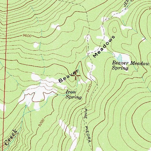 Topographic Map of Beaver Meadows, CO