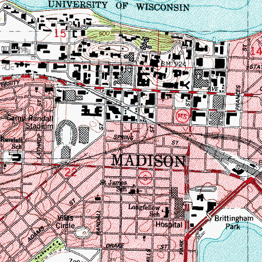 Topographic Map of Weeks Hall, WI