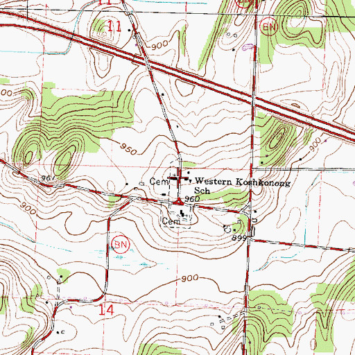 Topographic Map of Western Koshkonong Lutheran Church, WI