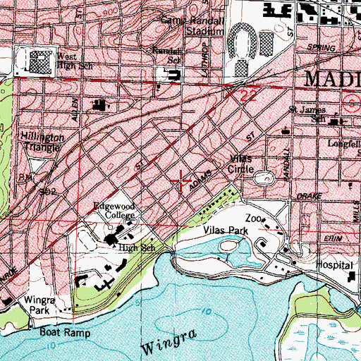 Topographic Map of Wingra Park, WI
