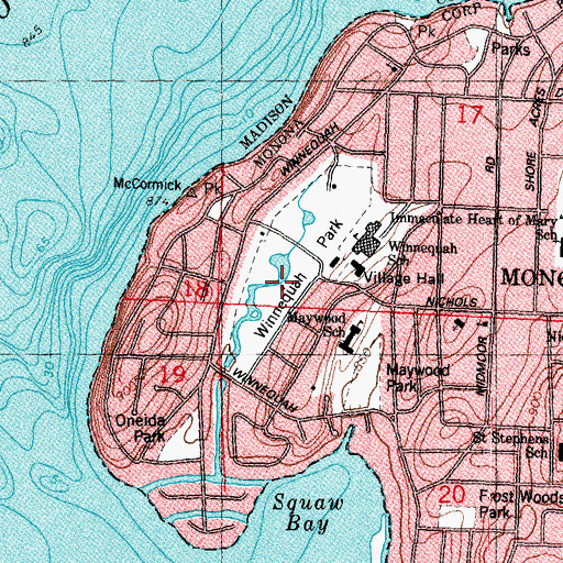Topographic Map of Winnequah Park, WI