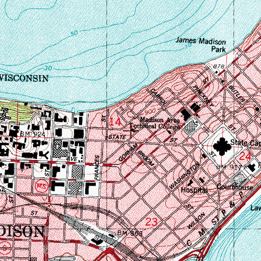 Topographic Map of Wisconsin Lutheran Chapel, WI