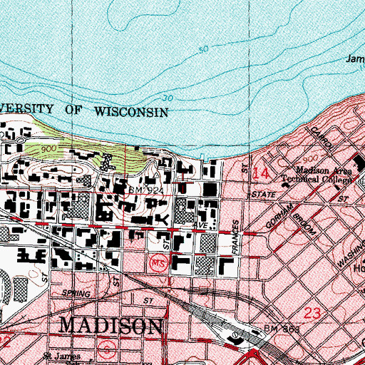Topographic Map of Wisconsin State Historical Society and Library, WI