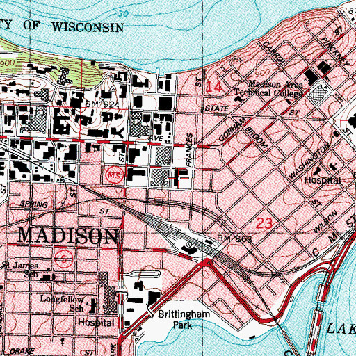 Topographic Map of White Hall, WI