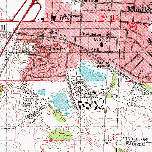 Topographic Map of Woodside Heights Park, WI