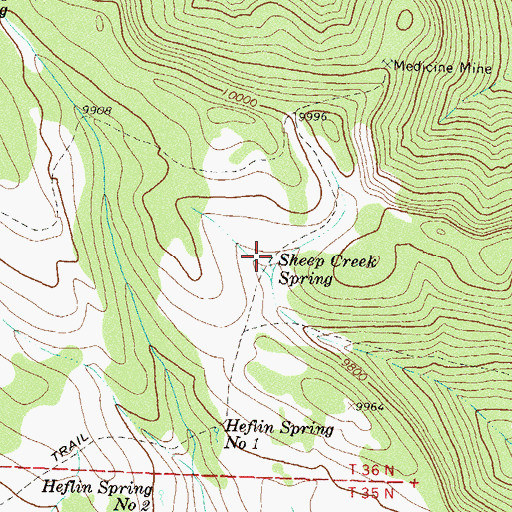 Topographic Map of Sheep Creek Spring, CO
