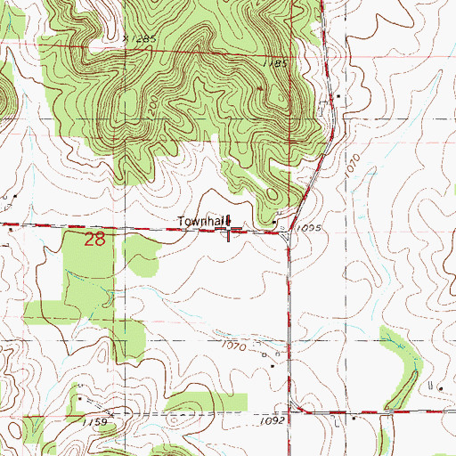 Topographic Map of Auburn Townhall, WI