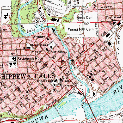 Topographic Map of Central Lutheran Church, WI