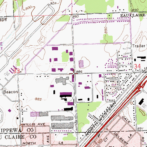 Topographic Map of Chippewa Valley Industrial Park, WI