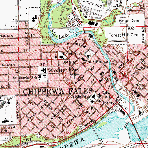 Topographic Map of Christ Episcopal Church, WI