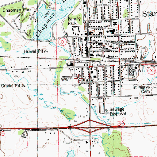 Topographic Map of Church of God (historical), WI