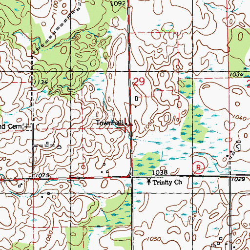 Topographic Map of Cleveland Townhall, WI