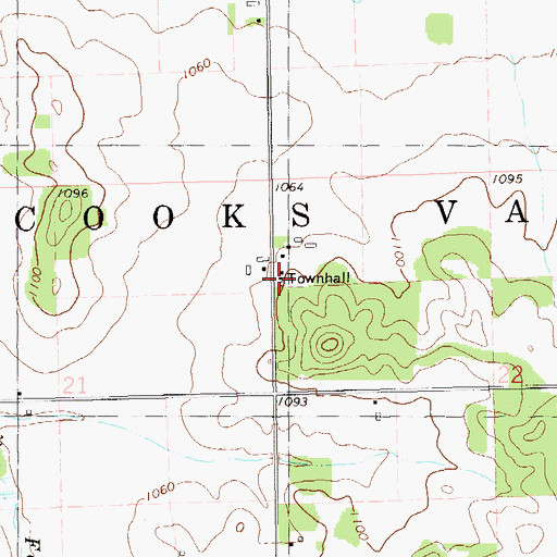 Topographic Map of Cooks Valley Townhall, WI