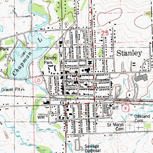 Topographic Map of D R Moon Memorial Library, WI