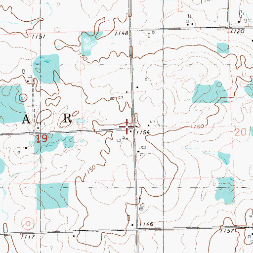 Topographic Map of Delmar Center School (historical), WI