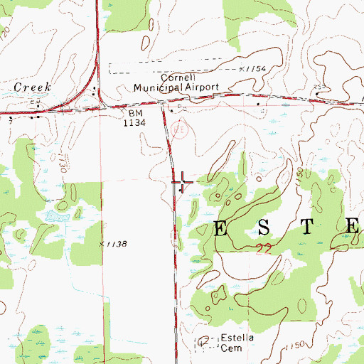 Topographic Map of Estella School (historical), WI