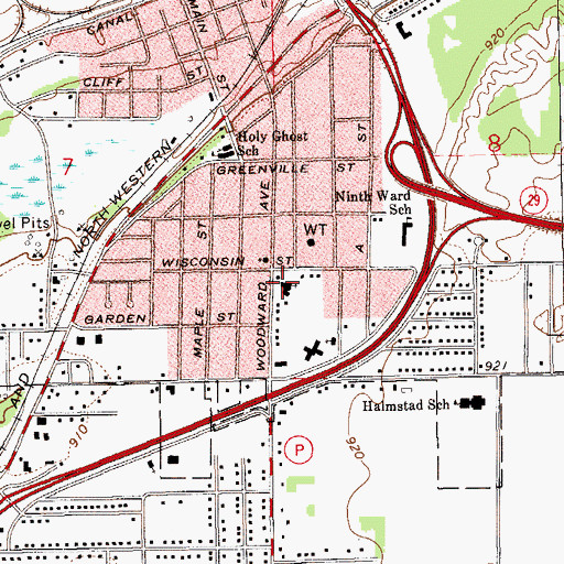 Topographic Map of Faith Lutheran Church, WI