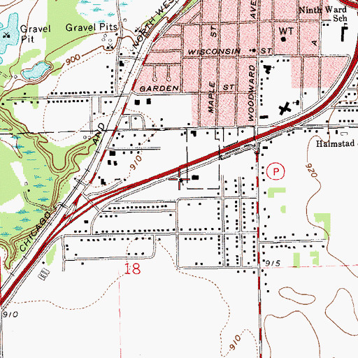 Topographic Map of First Assembly of God Church, WI