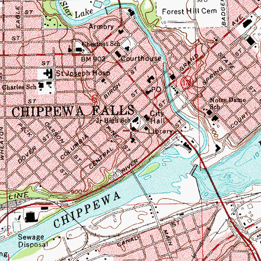 Topographic Map of First Presbyterian Church, WI