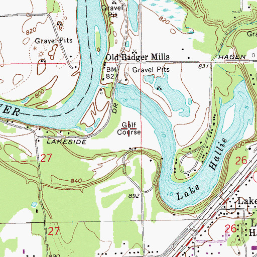 Topographic Map of Hallie Golf Course, WI