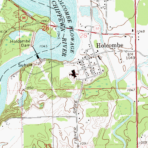 Topographic Map of Lake Holcombe School, WI