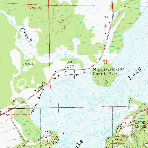 Topographic Map of Long Lake School (historical), WI