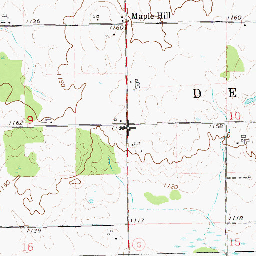 Topographic Map of Maple Hill School (historical), WI