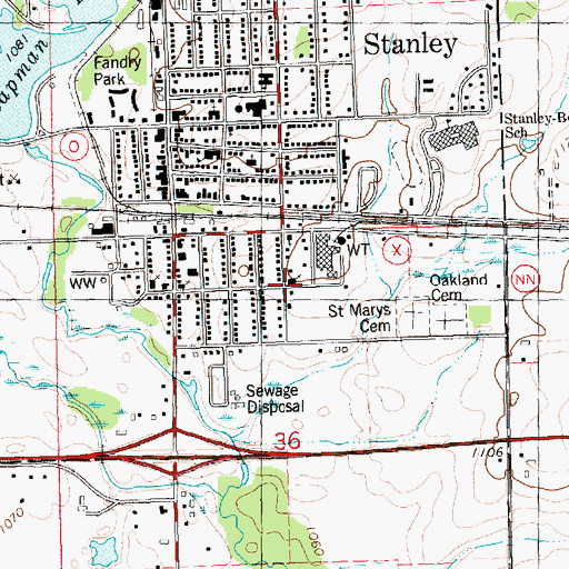 Topographic Map of Saint Anns Roman Catholic Church, WI