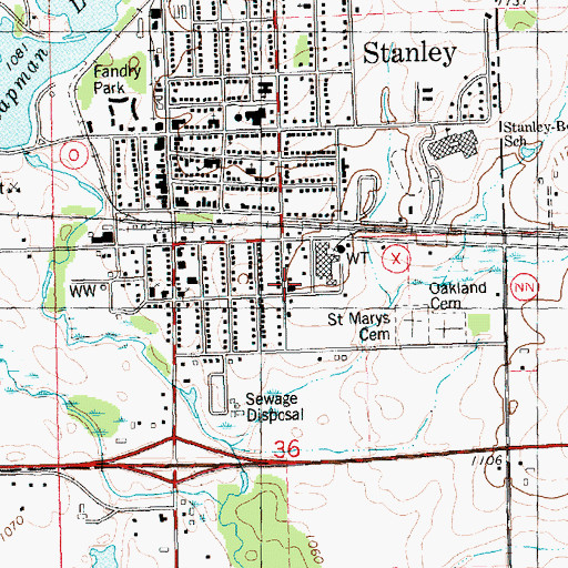 Topographic Map of Saint Anns School (historical), WI